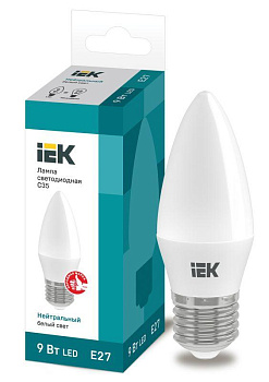 Лампа светодиодная ECO C35 9Вт свеча 4000К E27 230В IEK LLE-C35-9-230-40-E27 Лампа светодиодная ECO C35 9Вт свеча 4000К E27 230В IEK LLE-C35-9-230-40-E27