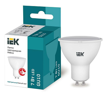 Лампа светодиодная ECO PAR16 софит 7Вт 230В 4000К GU10 IEK LLE-PAR16-7-230-40-GU10 Лампа светодиодная ECO PAR16 софит 7Вт 230В 4000К GU10 IEK LLE-PAR16-7-230-40-GU10
