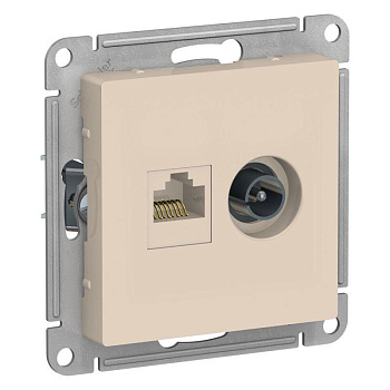 Механизм розетки компьютерной 2-м AtlasDesign RJ45 кат.5E+TV беж. SchE ATN000289 Механизм розетки компьютерной 2-м AtlasDesign RJ45 кат.5E+TV беж. SchE ATN000289