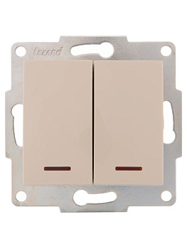 Механизм выключателя 2-кл. 1п СП Karina 10А IP20 с подсветкой крем. LEZARD 707-0388-112