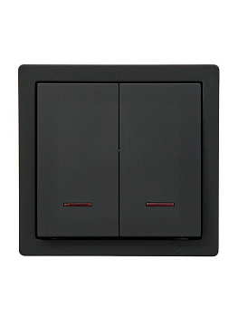 Выключатель 2-клав. с инд. LETO черн. бархат LEZARD 752-4200-112