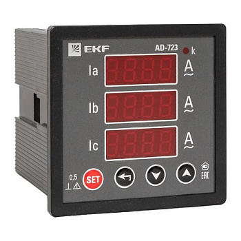 Амперметр цифровой AD-723 на панель 72х72 трехфазный EKF ad-723