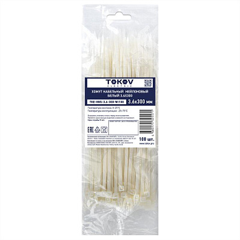 Хомут кабельный нейлоновый бел. 3.6х300 (уп.100шт) TOKOV ELECTRIC TKE-HNS-3.6-300-W/100 Хомут кабельный нейлоновый бел. 3.6х300 (уп.100шт) TOKOV ELECTRIC TKE-HNS-3.6-300-W/100