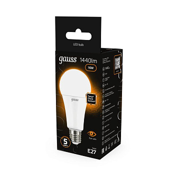 Лампа светодиодная Black A60 16Вт E27 3000К Gauss 102502116 Лампа светодиодная Black A60 16Вт E27 3000К Gauss 102502116