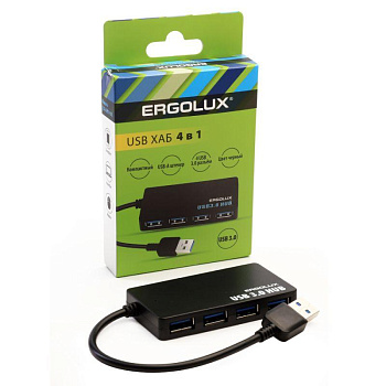 Разветвитель USB ELX-SLP01-C02 4USB 2А коробка черн. ERGOLUX 15109 Разветвитель USB ELX-SLP01-C02 4USB 2А коробка черн. ERGOLUX 15109