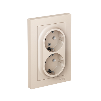 Розетка 2-м СП AtlasDesign 16А IP20 с заземл. в сборе беж. SchE ATN000224