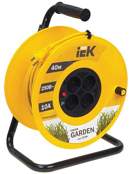 Удлинитель на катушке 4х40м без заземл. 10А IP20 УК40 "Garden" с термозащ. 2х1 IEK WKP23-10-04-40 Удлинитель на катушке 4х40м без заземл. 10А IP20 УК40 "Garden" с термозащ. 2х1 IEK WKP23-10-04-40