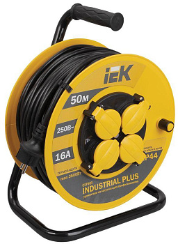 Удлинитель на катушке 4х50м с заземл. 16А IP44 УК50 "Industrial plus" с термозащ. 3х1.5 IEK WKP15-16-04-50-44 Удлинитель на катушке 4х50м с заземл. 16А IP44 УК50 "Industrial plus" с термозащ. 3х1.5 IEK WKP15-16-04-50-44