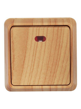 Выключатель 1-кл. ОП Октава 10А IP20 ВС20-1-1-ОС с индикацией сосна IEK EVO11-K03-10-DC