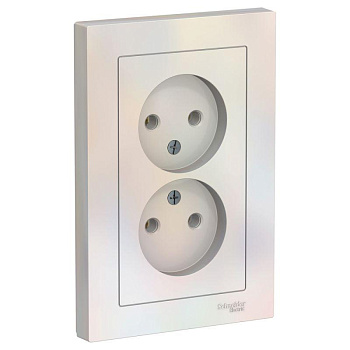 Розетка 2-м СП AtlasDesign 16А IP20 без заземл. в сборе жемчуж. SchE ATN000420