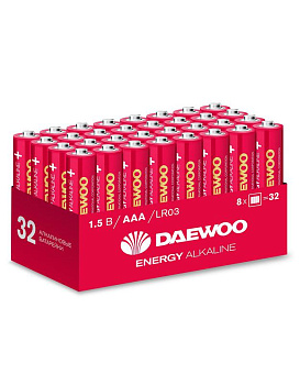 Элемент питания алкалиновый AAA/LR03 1.5В Energy Alkaline 2021 Pack-32 (уп.32шт) DAEWOO 5030084 Элемент питания алкалиновый AAA/LR03 1.5В Energy Alkaline 2021 Pack-32 (уп.32шт) DAEWOO 5030084