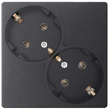 Розетка 2-м СП Simon24 16А IP20 2х2P+E Schuko без защ. шторок механизм графит Simon 2450459-038