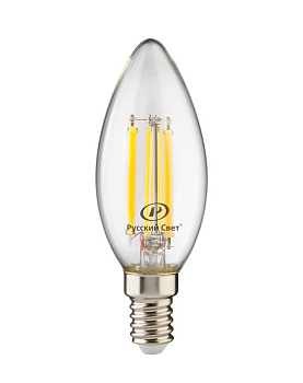 Лампа светодиодная филаментная RS LED F B35 E14 7W 220-240V 2700К 7Вт шар 810лм Ra 90 Русский Свет 15011145088 Лампа светодиодная филаментная RS LED F B35 E14 7W 220-240V 2700К 7Вт шар 810лм Ra 90 Русский Свет 15011145088