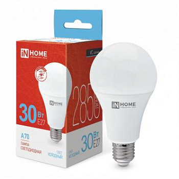Лампа светодиодная LED-A70-VC 30Вт 230В E27 6500К 2700лм IN HOME 4690612024165 Лампа светодиодная LED-A70-VC 30Вт 230В E27 6500К 2700лм IN HOME 4690612024165