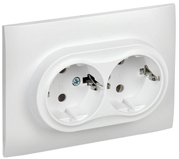 Розетка 2-м SKANDY 16А с заземл. без защ. шторок в сборе SK-R08W арктич. бел. IEK SK-R21-16-K01-F