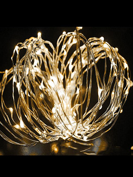 Гирлянда светодиодная "Золотые нити" 10м 100LED в виде капель работает от сети 220В Космос KOCNL-EL151
