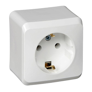 Розетка 1-м ОП Этюд 16А IP20 с заземл. без защ. шторок бел. SchE PA16-003B