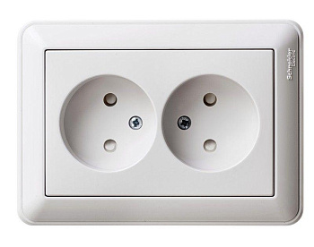 Розетка 2-м СП W59 16А IP20 без заземл. защ. шторки бел. SchE RS16-254-18