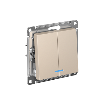 Выключатель 2-кл. AtlasDesign с подсветкой (сх.5а) 10AX мех. песочн. SE ATN001253