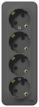 Розетка 4-м ОП Blanca 16А IP20 250В с заземл. защ. шторки с изолир. пластиной антрацит SchE BLNRA011416