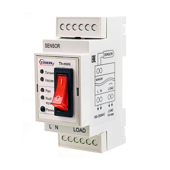 Термостат комбинированный 2 в 1 в комплекте с датчиком температуры для управления системой антиобледенения кровли или обогрева трубопроводов EXTHERM Th-Mini Термостат комбинированный 2 в 1 в комплекте с датчиком температуры для управления системой антиобледенения кровли или обогрева трубопроводов EXTHERM Th-Mini