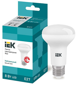 Лампа светодиодная ECO R63 8Вт 4000К бел. E27 720лм 230-240В IEK LLE-R63-8-230-40-E27 Лампа светодиодная ECO R63 8Вт 4000К бел. E27 720лм 230-240В IEK LLE-R63-8-230-40-E27