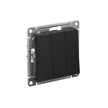 Механизм выключателя 3-кл. СП AtlasDesign 10А IP20 (сх. 1+1+1) 10AX карбон SchE ATN001031