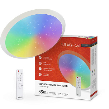 Светильник светодиодный COMFORT GALAXY-RGB 55Вт 230В 3000-6500К 4400лм 450х70мм с пультом ДУ IN HOME 4690612044606 Светильник светодиодный COMFORT GALAXY-RGB 55Вт 230В 3000-6500К 4400лм 450х70мм с пультом ДУ IN HOME 4690612044606