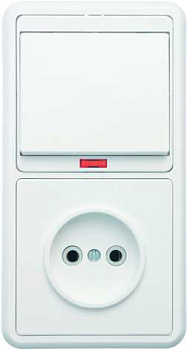 Блок БКВР-214 Бэлла (1-кл. выкл. с инд. + розетка) бел. Кунцево 5817