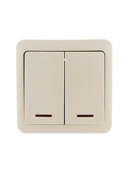 Выключатель 2-кл. 1п ОП Viola 10А IP20 с подсветкой крем. LEZARD 751-0300-112