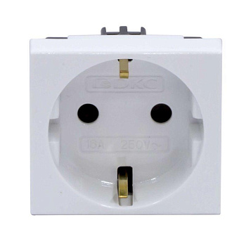 Розетка 1-м СП 2мод. Viva 16А IP20 2Р+Е с заземл. защ. шторки бел. DKC 45005