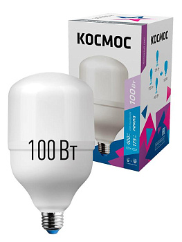 Лампа светодиодная высокомощная HWLED 100Вт 220В E27/40 6500К КОСМОС LksmHWLED100WE27/4065 Лампа светодиодная высокомощная HWLED 100Вт 220В E27/40 6500К КОСМОС LksmHWLED100WE27/4065