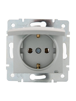 Механизм розетки 1-м СП Karina с заземл. с крышкой термопласт матов. серебр. LEZARD 707-4388-123B